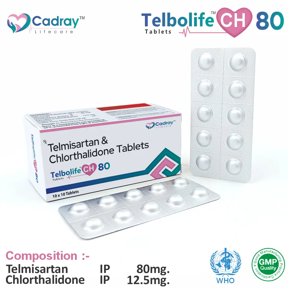 Telmisartan 80mg + Chlorthalidone 12.5mg | Antihypertensive Tablet | Best Price for PCD Pharma Franchise